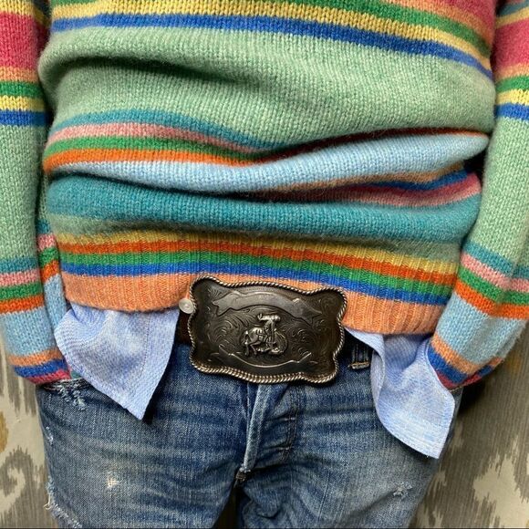 Polo Ralph Lauren Pastel Multi Stripe Merino Wool Angora Crewneck L/S Sweater - Picture 11 of 16